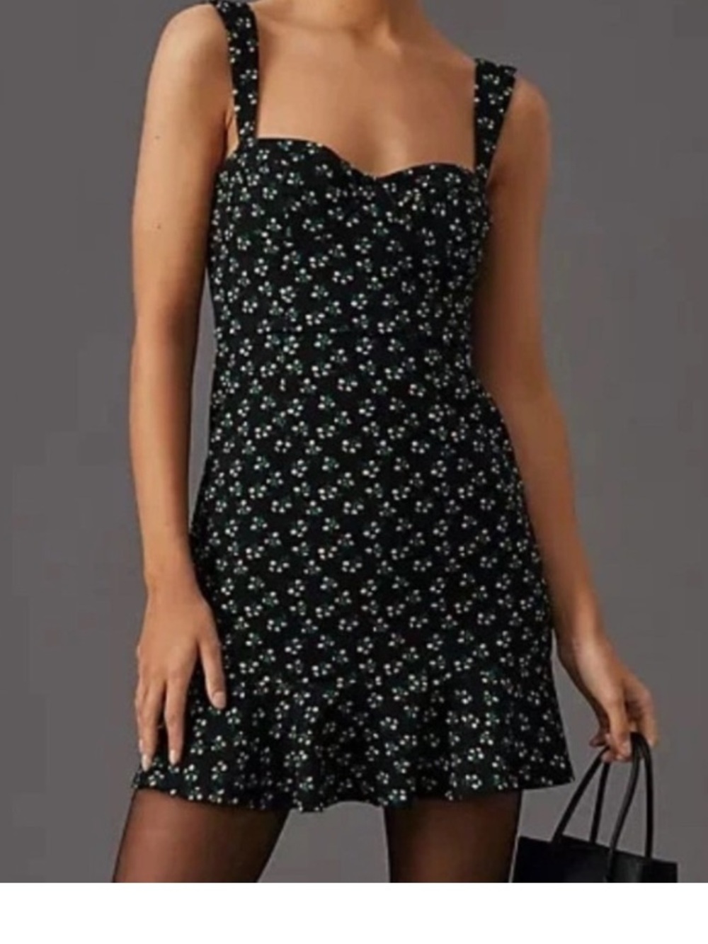 Hutch Ditsy Floral Mini Dress Black Floral Sundress with Straps size XL